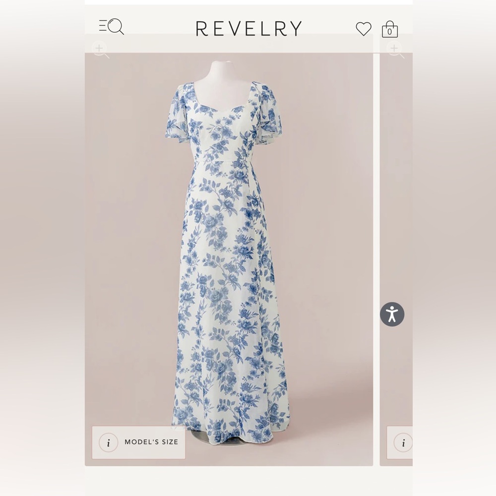 Revelry Bridesmaid Dress Blue and White Floral Chiffon